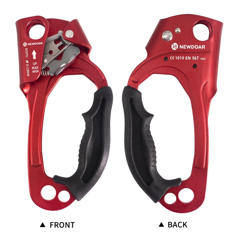 NewDoar UIAA & CE Certified Hand Ascender Rock Climbing Tree Arborist Rappelling Gear Equipment Rope Clamp for 8~12MM Rope(Red) - Image 5